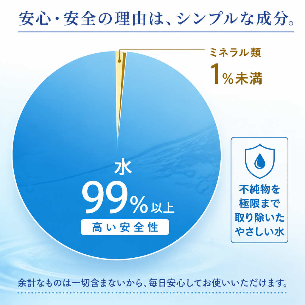 水とミネラルのみの安心設計